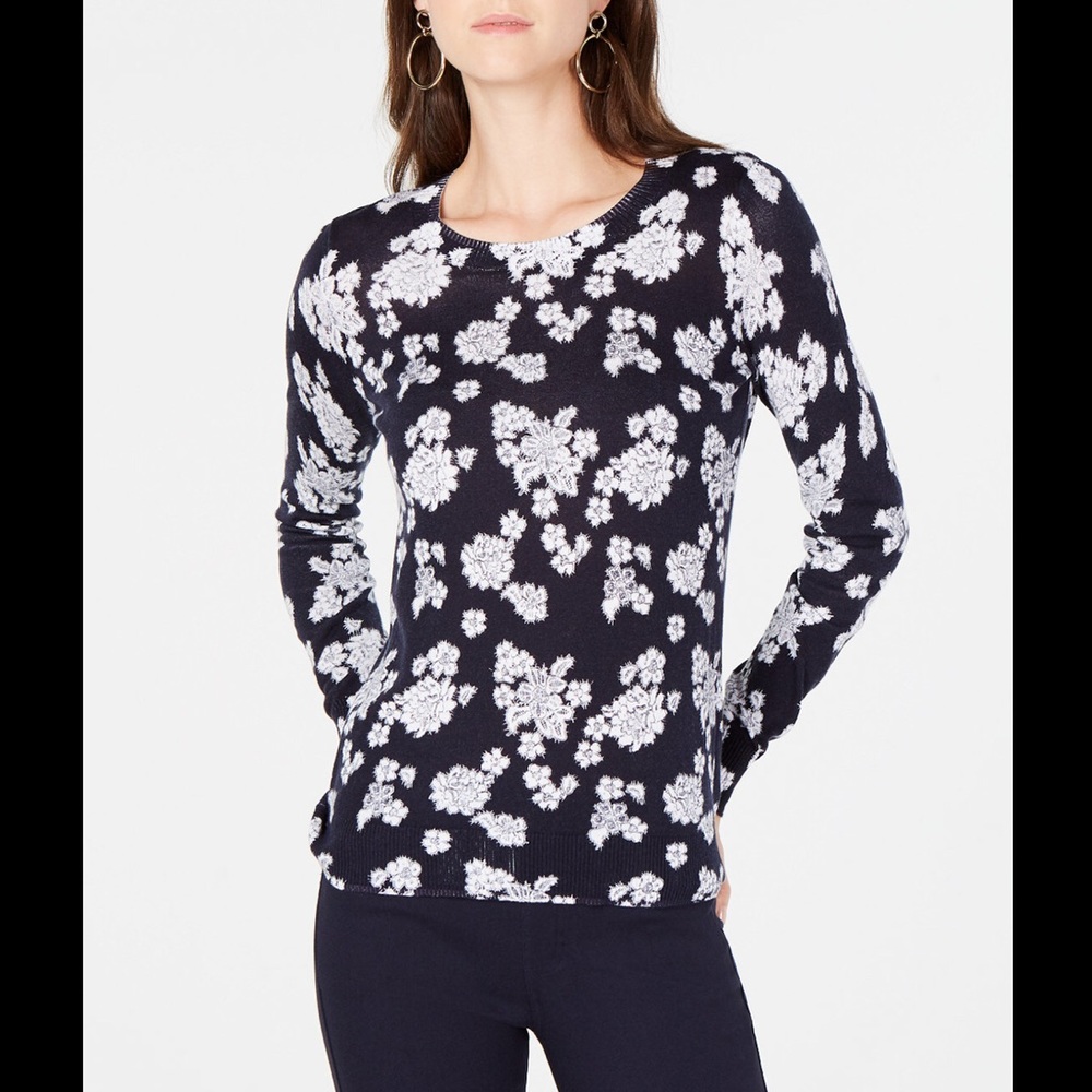 MICHAEL KORS | Blue Floral Sweater Size XL